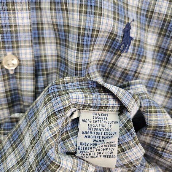 Ralph Lauren Dress Shirt Mens Size 14.5-37 Pony Logo Plaid Checkered Long Sleeve - Picture 9 of 10
